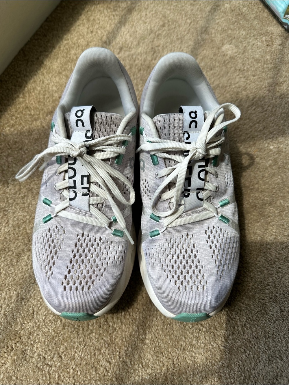 On Running Women’s Athletic Sneakers - White with Mint Details